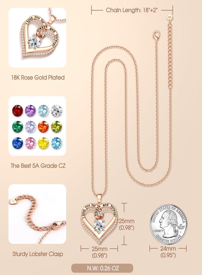 TEN MIRO S925 Sterling Silver I Love You Necklace Anniversary Birthday Gift for Women Rose Gold Forever Love Heart Pendant for Her Anniversary Valentines Christmas Gift for Wife Girlfriend Mom Daughter - Image 4